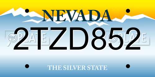 2TZD852 Nevada License Plate