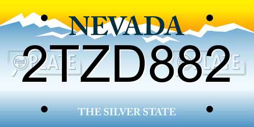 2TZD882 Nevada License Plate