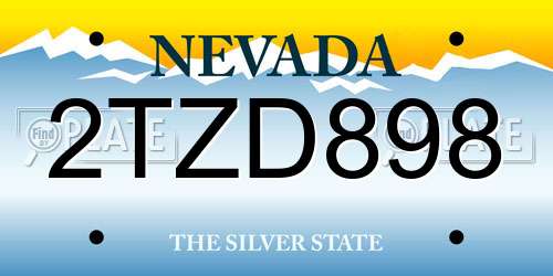 2TZD898 Nevada License Plate