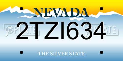 2TZI634 Nevada License Plate