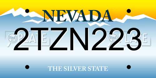 2TZN223 Nevada License Plate