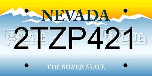 2TZP421 Nevada License Plate