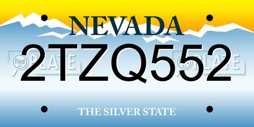 2TZQ552 Nevada License Plate