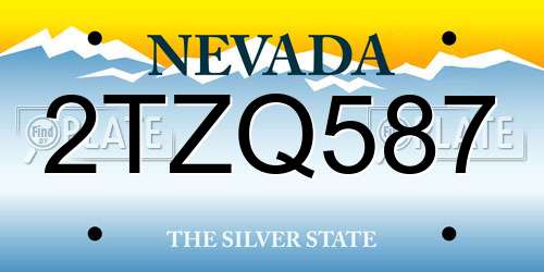2TZQ587 Nevada License Plate