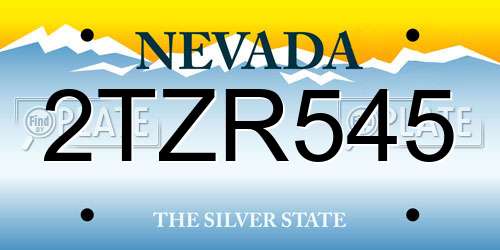 2TZR545 Nevada License Plate