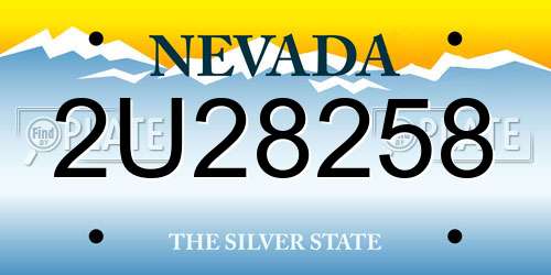 2U28258 Nevada License Plate