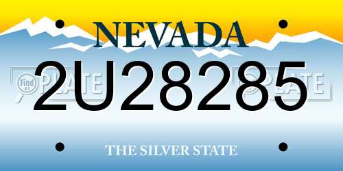 2U28285 Nevada License Plate