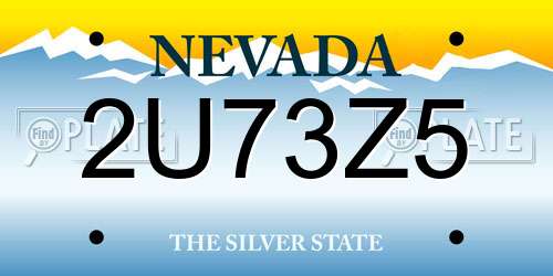 2U73Z5 Nevada License Plate