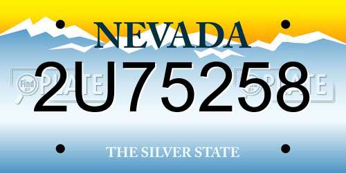 2U75258 Nevada License Plate