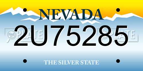 2U75285 Nevada License Plate