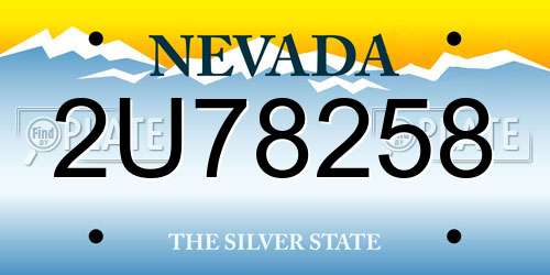 2U78258 Nevada License Plate