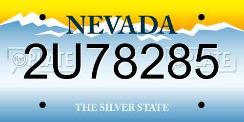 2U78285 Nevada License Plate