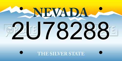 2U78288 Nevada License Plate