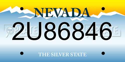 2U86846 Nevada License Plate