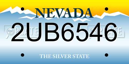 2UB6546 Nevada License Plate