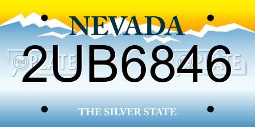 2UB6846 Nevada License Plate