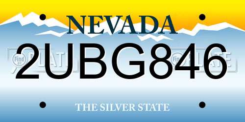 2UBG846 Nevada License Plate