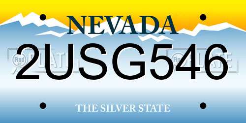 2USG546 Nevada License Plate