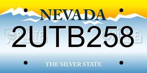 2UTB258 Nevada License Plate