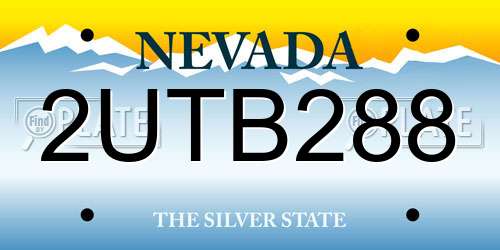 2UTB288 Nevada License Plate