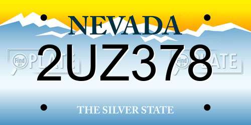 2UZ378 Nevada License Plate