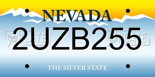 2UZB255 Nevada License Plate