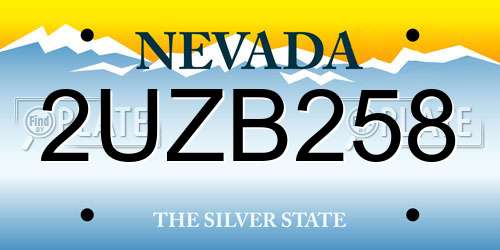 2UZB258 Nevada License Plate
