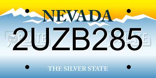 2UZB285 Nevada License Plate