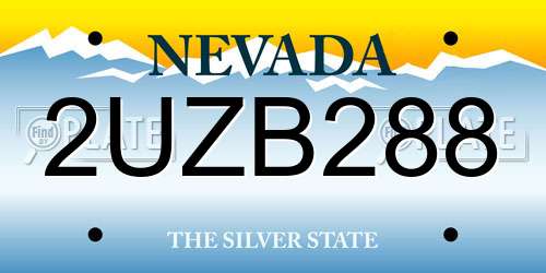 2UZB288 Nevada License Plate