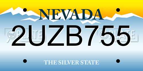 2UZB755 Nevada License Plate