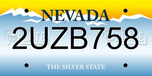 2UZB758 Nevada License Plate