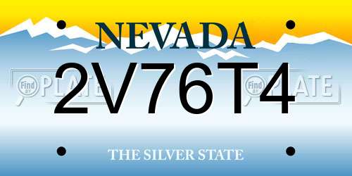 2V76T4 Nevada License Plate