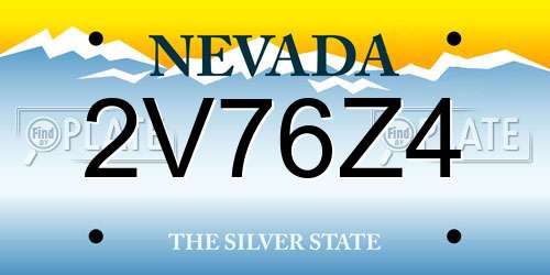2V76Z4 Nevada License Plate