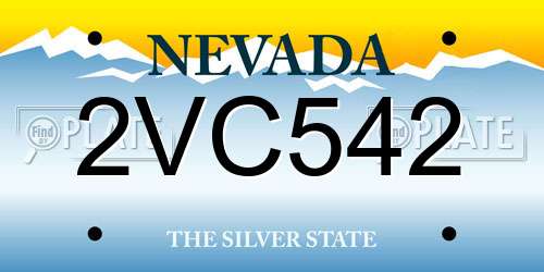 2VC542 Nevada License Plate