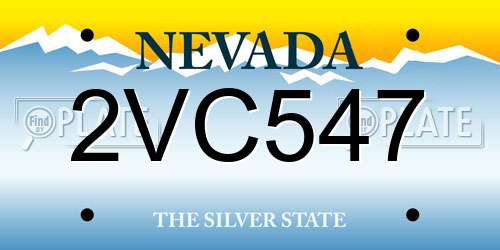 2VC547 Nevada License Plate