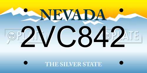 2VC842 Nevada License Plate
