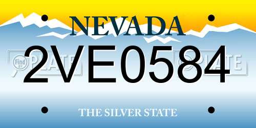 2VE0584 Nevada License Plate