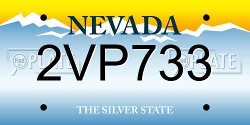 2VP733 Nevada License Plate