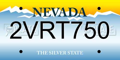 2VRT750 Nevada License Plate