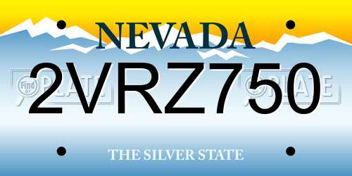 2VRZ750 Nevada License Plate