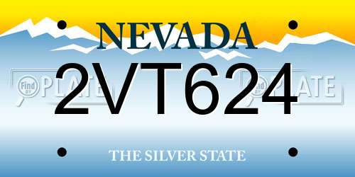 2VT624 Nevada License Plate