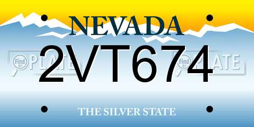 2VT674 Nevada License Plate