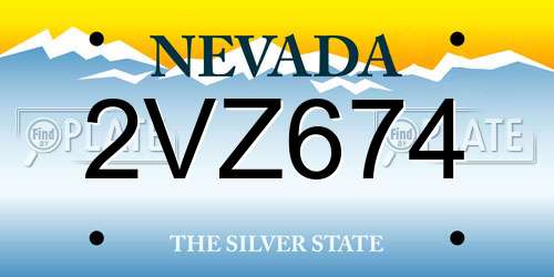 2VZ674 Nevada License Plate