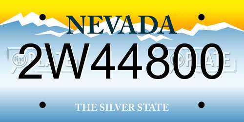 2W44800 Nevada License Plate