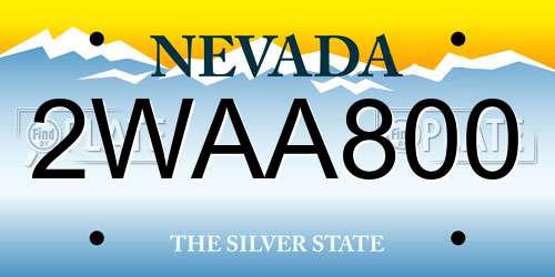 2WAA800 Nevada License Plate
