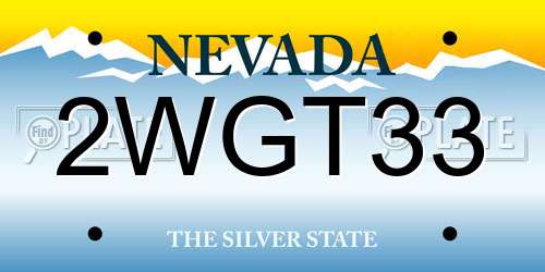2WGT33 Nevada License Plate