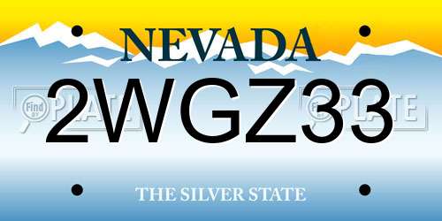 2WGZ33 Nevada License Plate