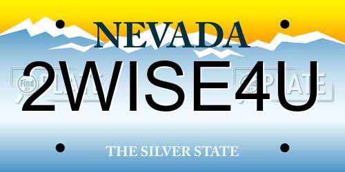 2WISE4U Nevada License Plate