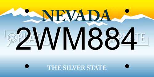 2WM884 Nevada License Plate