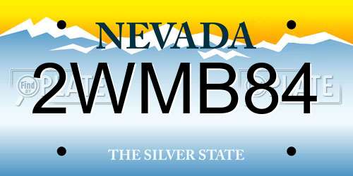 2WMB84 Nevada License Plate
